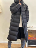 Cold Resistant Goose Down Add Thick Big Quilt Down Jacket Female Long Style 2024 New When There Is No Gallbladder Straight Filling Puff Coat Fashion-Outfit