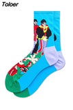 Fashion Combed Cotton Men Socks Colorful Comic Pattern Casual Happy Socks Funny Harajuku Novelty Calcetines