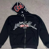 And Winter New Foam Plus Water Drill Loose Hooded Hooded Hooded Kitty Cat Print Jacket