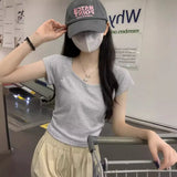 Toloer Short-Sleeved T-Shirt Women's Wear 2024 New Thin Temperament Summer Leisure Versatile Students Short