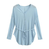 Fashion Women's Fashion Summer New Style Long-Sleeved Loose Sunscreen Thin-Style Strapped Waist Single-Breasted Blouse-Outfit