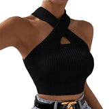 Women's New Slim Slim Cross Hanging Neck Knitted Sweater Vest