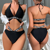 Sex Lingerie Sexy Women's Hollow Hanging Neck Bra Underwear Letter Sex