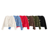 New autumn and winter 2024 women street fashion thick needle short cardigan coat-Outfit