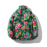 Northeast Big Flower Cotton-Padded Jacket Men And Women China-Fashion Chinese Wind Peony Flowers Add Thick Cotton Clothes Winter Warm Coat Oversize-Outfit