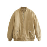 Simple Basic Zip Up Bomber Jacket-Outfit