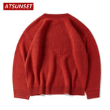 Christmas Bear Concert Embroidery Sweater Harajuku Retro Style Knitted Sweater Autumn And Winter Cotton Pullover