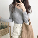 Knitted Shirt 2025 Autumn New Bottoming Shirt Slim Slim Solid Color Sweater Long Sleeves With A Short
