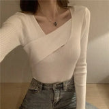 Casual Bottoming Pullover Knitted Jumper All-match Slim Fit Sweater Women Long Sleeve Solid Autumn Winter Clothes Women