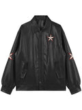 leather jacket with lapel collar and