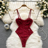 Women Solid Backless Bodysuits Fashion Korean Bodycon Strap Rompers 2022 Summer Streetwear Slim Lace Sexy