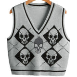 Toloer Sweater Vest Vest Coat Autumn And Winter Women's Wear With Knitted Halloween V-Neck-Outfit