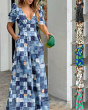 Independent Station Spring And Summer Fashion Printing New V-Collar Trouser Leg Jumpsuit-Outfit