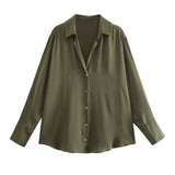 Homemade New Women's Fashion 20 Color Silk-Sense Tidling Shirt