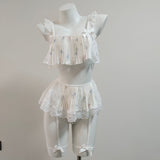Sling With Lace Ice Pyjamas Women Spring And Autumn Sweet Floral Home Clothes Women's Summer Shoulder