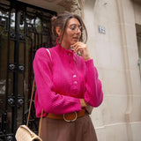 Jumper Autumn Women Long Sleeve Stand-up Collar Elegant Pullovers Tops Female Casual Vintage