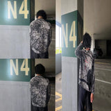 Fashion Design Print Zipper Water Wash Old Cardigan