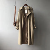 Breasted Belted Long Trench Coat Gray Khaki Autumn Back Rainproof Casual Oversized Coat For