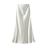 Temperament Pressure Folded Bare-Faced Fishtail Half-Dress Girl Spring Hanging Thin Bag-Butbice Long Dress