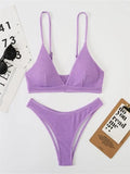 smocked V-neck bikini