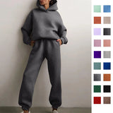 Toloer 2024 Women's Solid Color Casual Fashion Pants And Thick Long-Sleeved Hoodie Hoosuit For