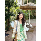 Brip Windy Fashion Pure Color V-Neck Hollow Long Sleeve Sunscreen Sling Sling Vest Design Half-Body Dress