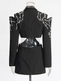 Catwalk Jacket In The Autumn Of 2025 New Fashion High-End Studded Coat With Bare Back And Bare Waist Suit