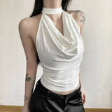 Retro-Styled Collar Hanging Neck Slings Women's Summer New Sweet Cool Style Slimming