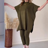 2025 New Solid Color Round Neck Large-Size Short-Sleeved Knitted Shirt Casual