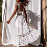 New Fashion Lace Sleeveless Splicing Large Swing Dress