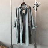 Elegant Office Solid Long Trench Coat Women Batwing Long Sleeve Vintage Bandage Coat Lady Double Breasted