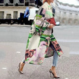 Spring And Autumn Wishebay Long Horn Sleeve Coat Print Loose Wind Coat