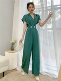 Jumpsuits Woman Dolka Pot High Waist V-neck Chiffon Loose Skinny Elegant
