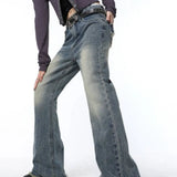 Back Star Patchwork Flare Jeans-Outfit