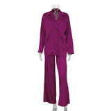 Toloer Wind 2023 New Fashion Casual Vertical Satin Suit Trousers Two Sets Of Women's High-End-Outfit