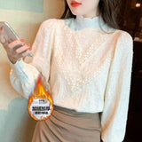 Lantern Sleeve Cotton Shirt Women Loose Design Casual Shirt 2025 Summer Art Light Blue