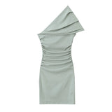 New Spring Style Off-Shoulder Asymmetrical Slimming Mini Dress 3644303-Outfit