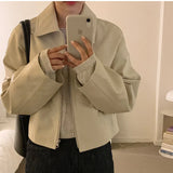 Autumn Women Faux Leather Jacket Ladies Long Sleeve Zipper PU Coat Korean Style Chic Loose Streetwear Outerwear Biker