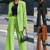 Toloer Spot 2024 Autumn / Winter New Solid Color Long Sleeve Women's Street Shot Two Casual Suit Sets-Outfit