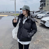 Korean Hooded Short Pink Down Cotton Jacket Coat Female 2024 Winter Fashion Versatile Warm And Thin Bread Clothes-Outfit