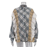 Toloer And Autumn Thin Single Breasted Loose Casual Fashion Versatile Wearing Female Shirt Splicing Striped Shirt Women-Outfit