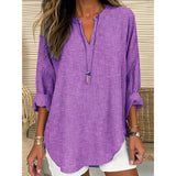 Women's Clothing Spring And Autumn Small V-Neck Long Sleeves Independent Day Crumums Simple Casual Temperament T-Shirt Long