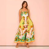 Summer New Sexy Sling Temperament Print High Waist Swing Dress