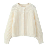 2025 New Women's Solid-Color Casual Fashion Coarse Knit Long-Sleeved Sweater Cardigan