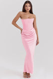 New Red Thoracic Fish Bone Sexy Body Fishtail Fishtail Dress Long Solid Dress