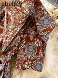 Women Jumpsuit Rompers Summer Casual Floral Print Off Shoulder Ruffles Lace-up Sashes Wide Leg Holidays Loose