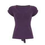 Cloth Forget Pure Style Fashion Spliced Chest-Type Short-Sleeved T-Shirt Hottie Back Strap Strap Bow On The Basis Of The