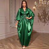 Spliced Sleeves Folded Baget Loose African Robes Evening Dress Dress
