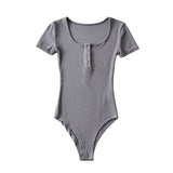 Summer Sexy Thin Threaded Blouse Tight Short-Sleeved T-Shirt Women's New Button Round Collar Jumpsuit With Bottom-Outfit