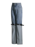Toloer 2024 Autumn Niche High Waist More Wear Design Straight Belt Leg Color Jeans-Outfit